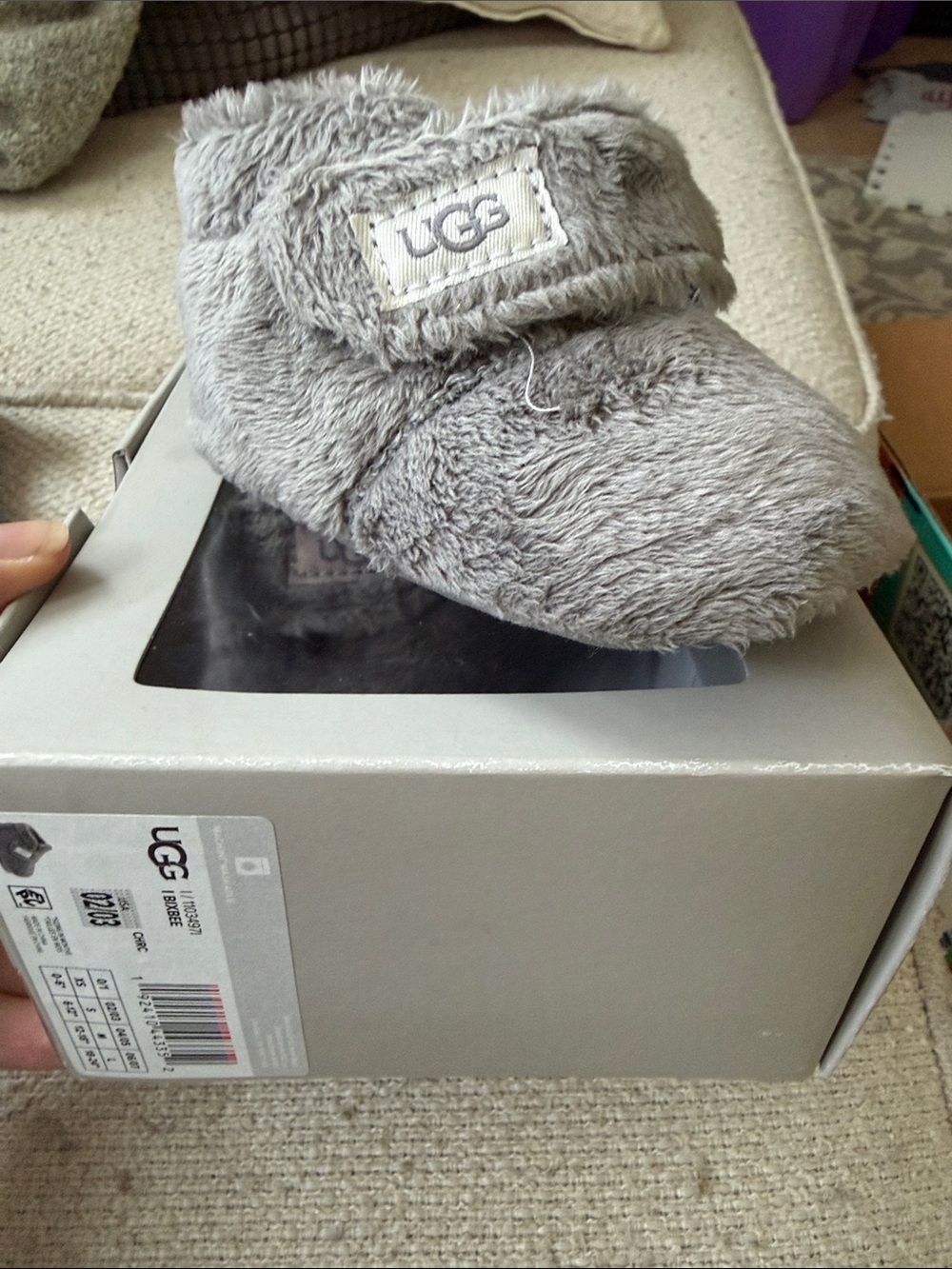 UGG Bixby Baby Gray Plush Bootie - Soft Fleece Walker